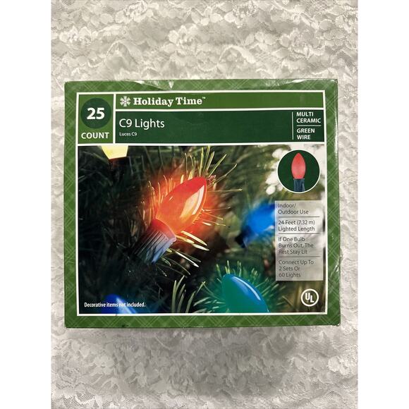 Holiday Time Other - Holiday Time C9 Multi-Color Ceramic Lights 25ct Indoor Outdoor Christmas 24 feet